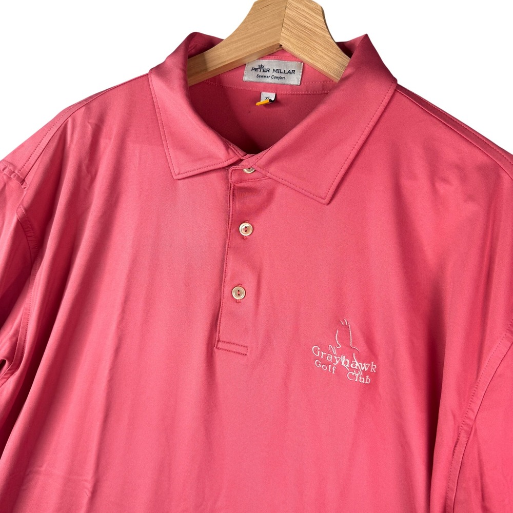 Peter Millar Summer Comfort Grayhawk Golf Club Pink Performance Polo Shirt XL